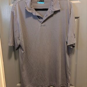 PGA Tour Men's Navy and White Striped Polo